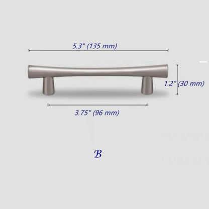 Tapered Brushed Nickel Cabinet Pull, Modern Drawer Handle, 96 128 192 mm
