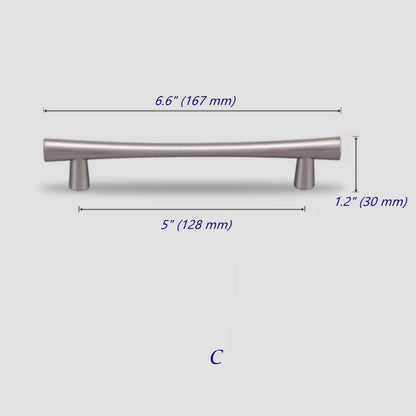 Tapered Brushed Nickel Cabinet Pull, Modern Drawer Handle, 96 128 192 mm