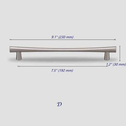 Tapered Brushed Nickel Cabinet Pull, Modern Drawer Handle, 96 128 192 mm