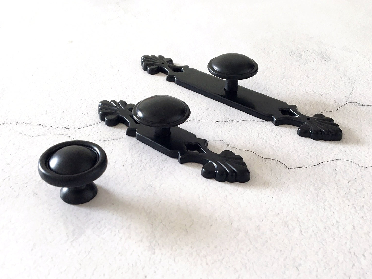 Drawer Knob with Back Plate, Antique Bronze Black, Retro Rustic Kitchen Hardware