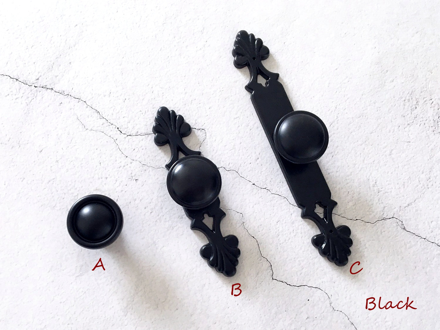 Drawer Knob with Back Plate, Antique Bronze Black, Retro Rustic Kitchen Hardware