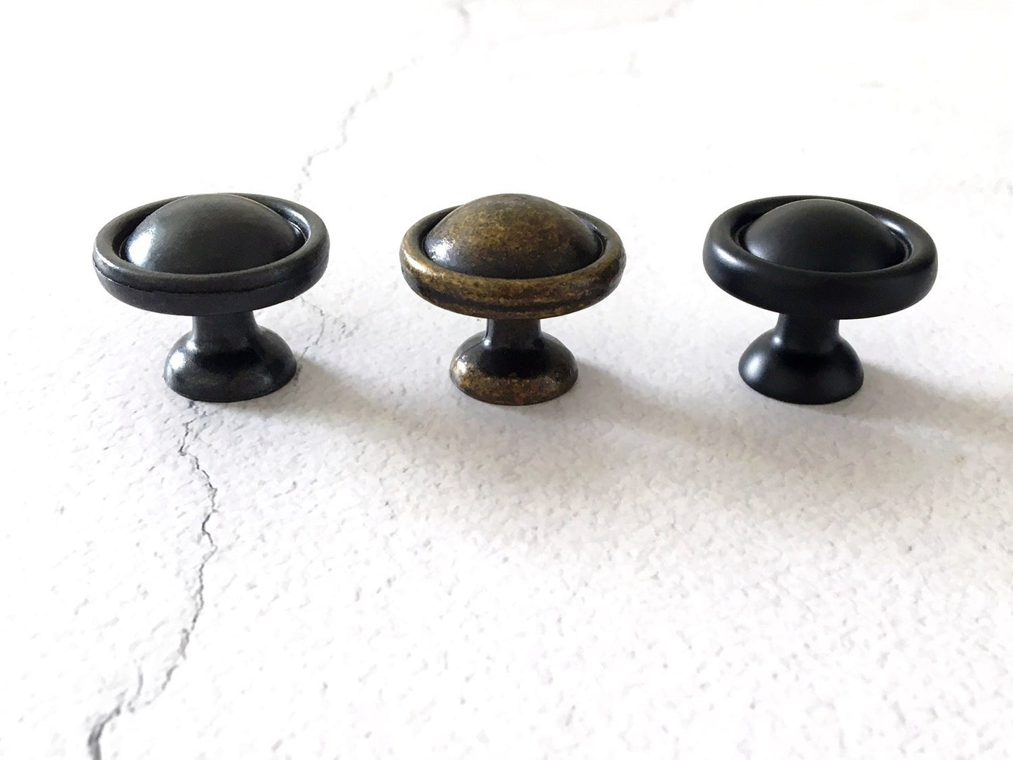 Drawer Knob with Back Plate, Antique Bronze Black, Retro Rustic Kitchen Hardware
