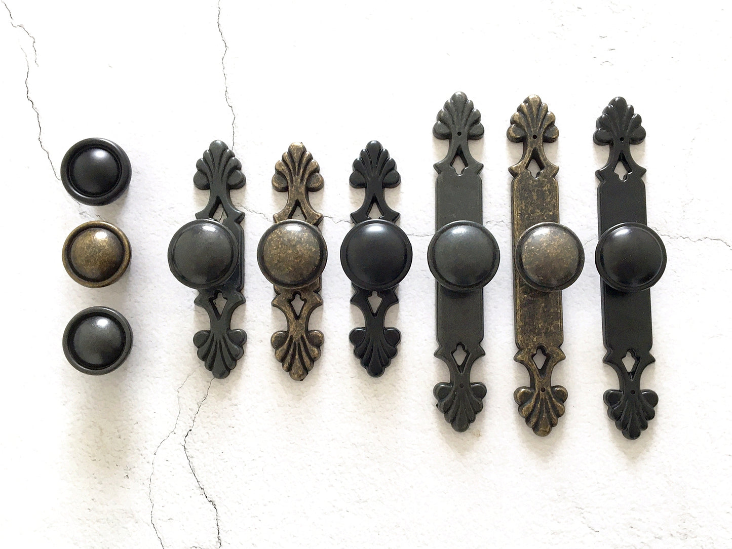 Drawer Knob with Back Plate, Antique Bronze Black, Retro Rustic Kitchen Hardware