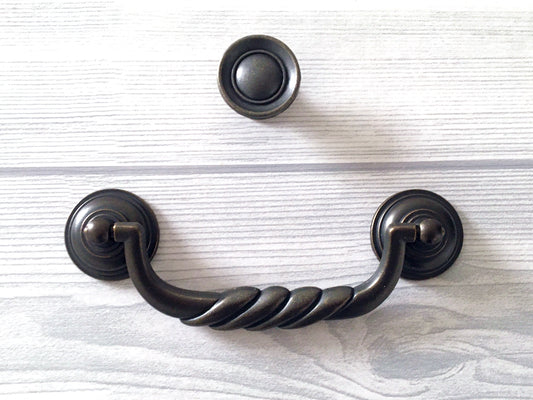4.5" Bail Drawer Pull Handles Antique Bronze Drop Handle Vintage Style