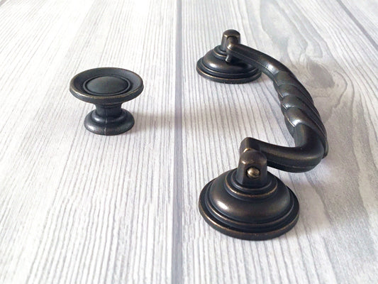 4.5" Bail Drawer Pull Handles Antique Bronze Drop Handle Vintage Style