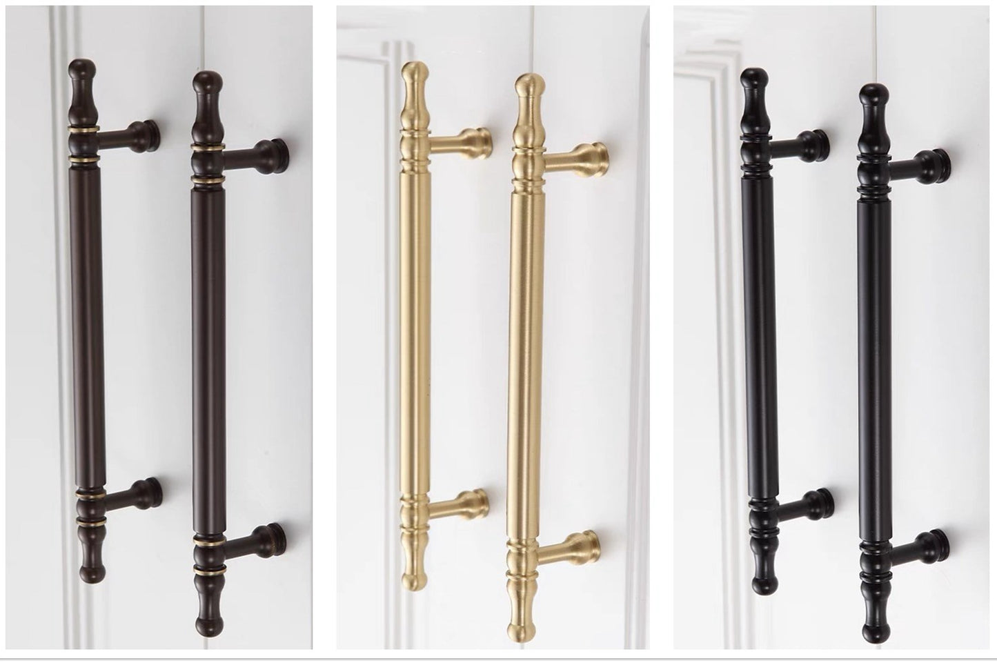 Solid Brass Cabinet Bar Pulls, Brushed Gold Brass, Matte Black, Coffee Bronze