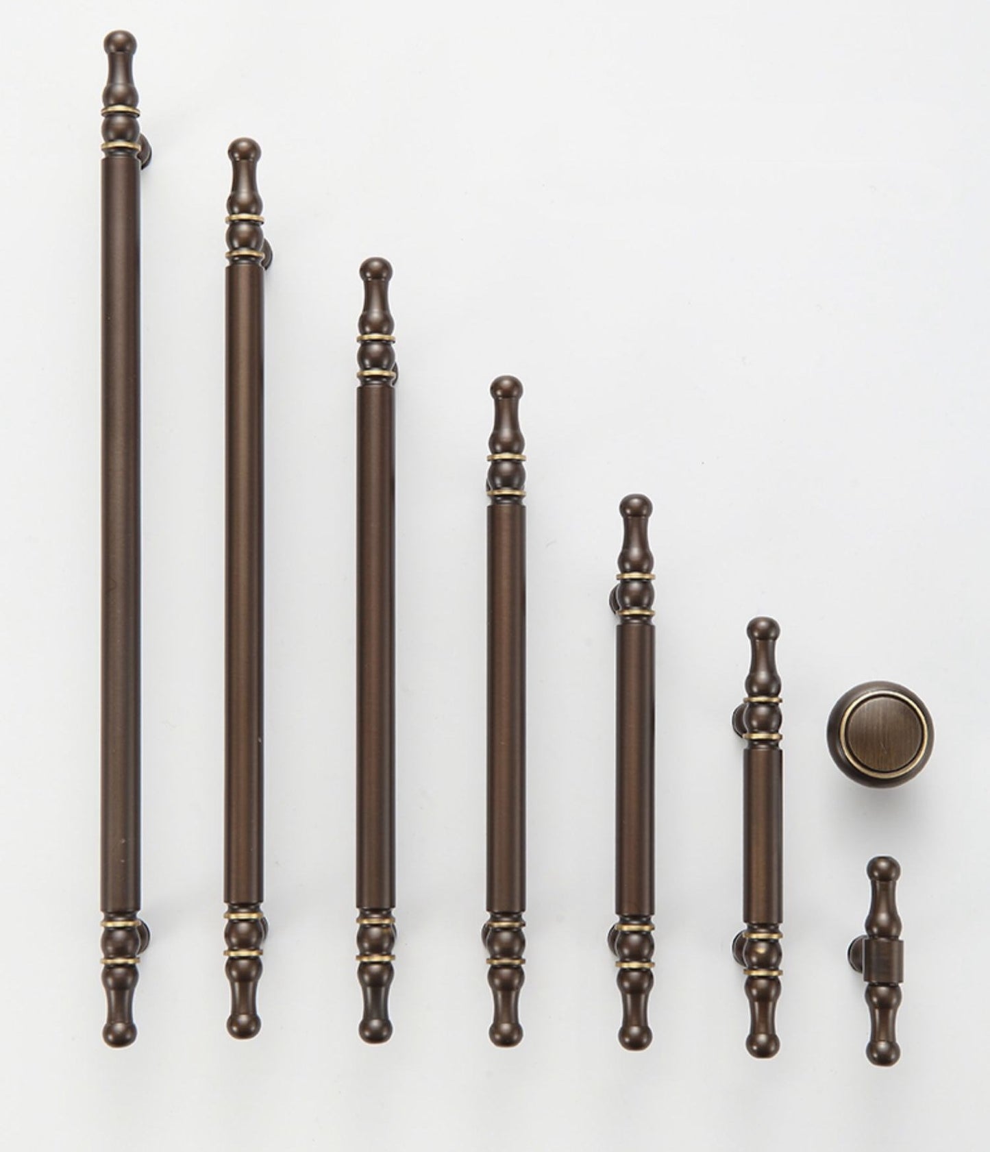 Solid Brass Cabinet Bar Pulls, Brushed Gold Brass, Matte Black, Coffee Bronze