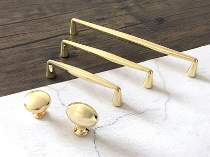 3.75" 5" 7.5" Polished Gold Drawer D Pull & Oval Dresser Knob - Luxury Kitchen Cabinet Door Handle