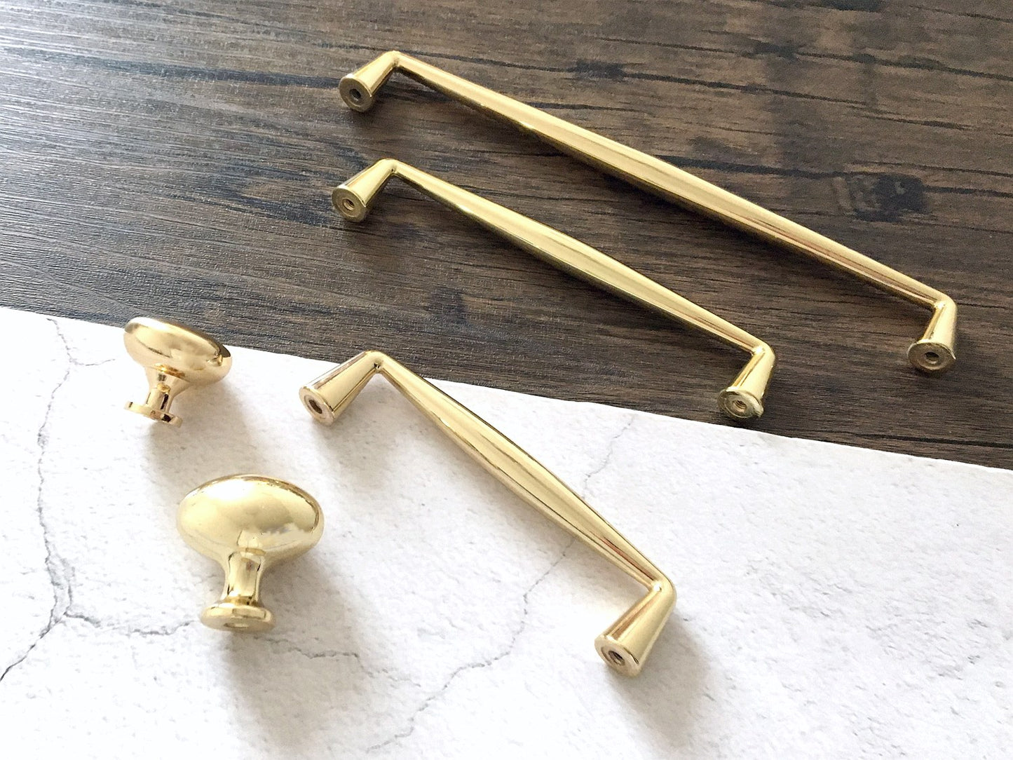 3.75" 5" 7.5" Polished Gold Drawer D Pull & Oval Dresser Knob - Luxury Kitchen Cabinet Door Handle