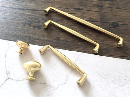 3.75" 5" 7.5" Polished Gold Drawer D Pull & Oval Dresser Knob - Luxury Kitchen Cabinet Door Handle