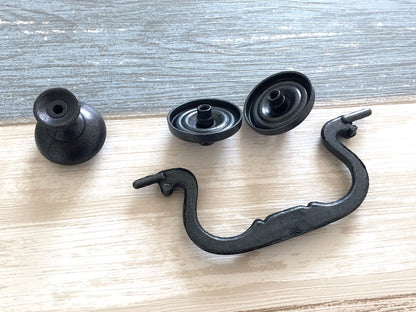 4" Vintage Style Swing Bail Drawer Handle & Cabinet Knob, Antique Black