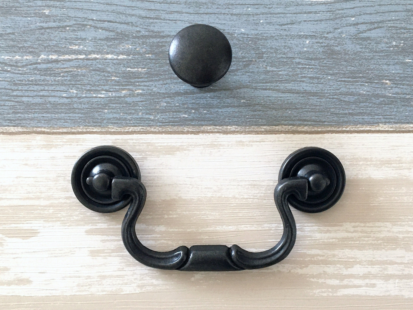 4" Vintage Style Swing Bail Drawer Handle & Cabinet Knob, Antique Black
