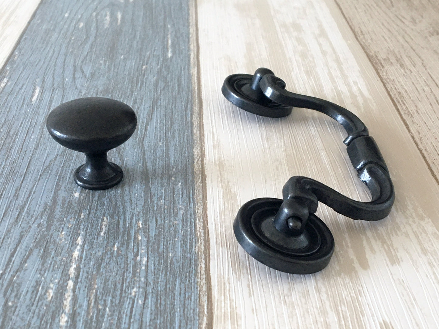 4" Vintage Style Swing Bail Drawer Handle & Cabinet Knob, Antique Black