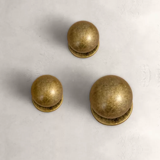 1" 1.2" Dia Antique Bronze Cabinet Knobs, Ball Sphere Drawer Pull, Retro Rustic MCM Kitchen Hardware