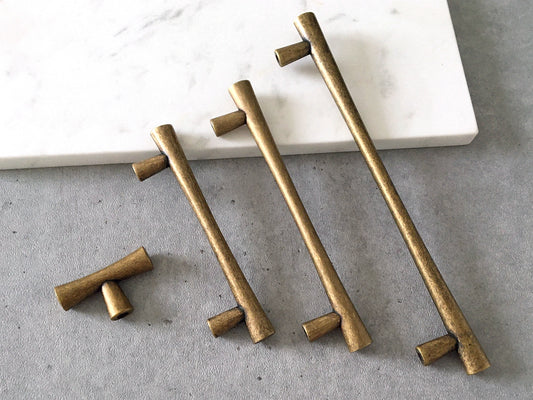 Aged Bronze Cabinet Pulls, T-shaped Knob, Drawer Handles, Kitchen Hardware