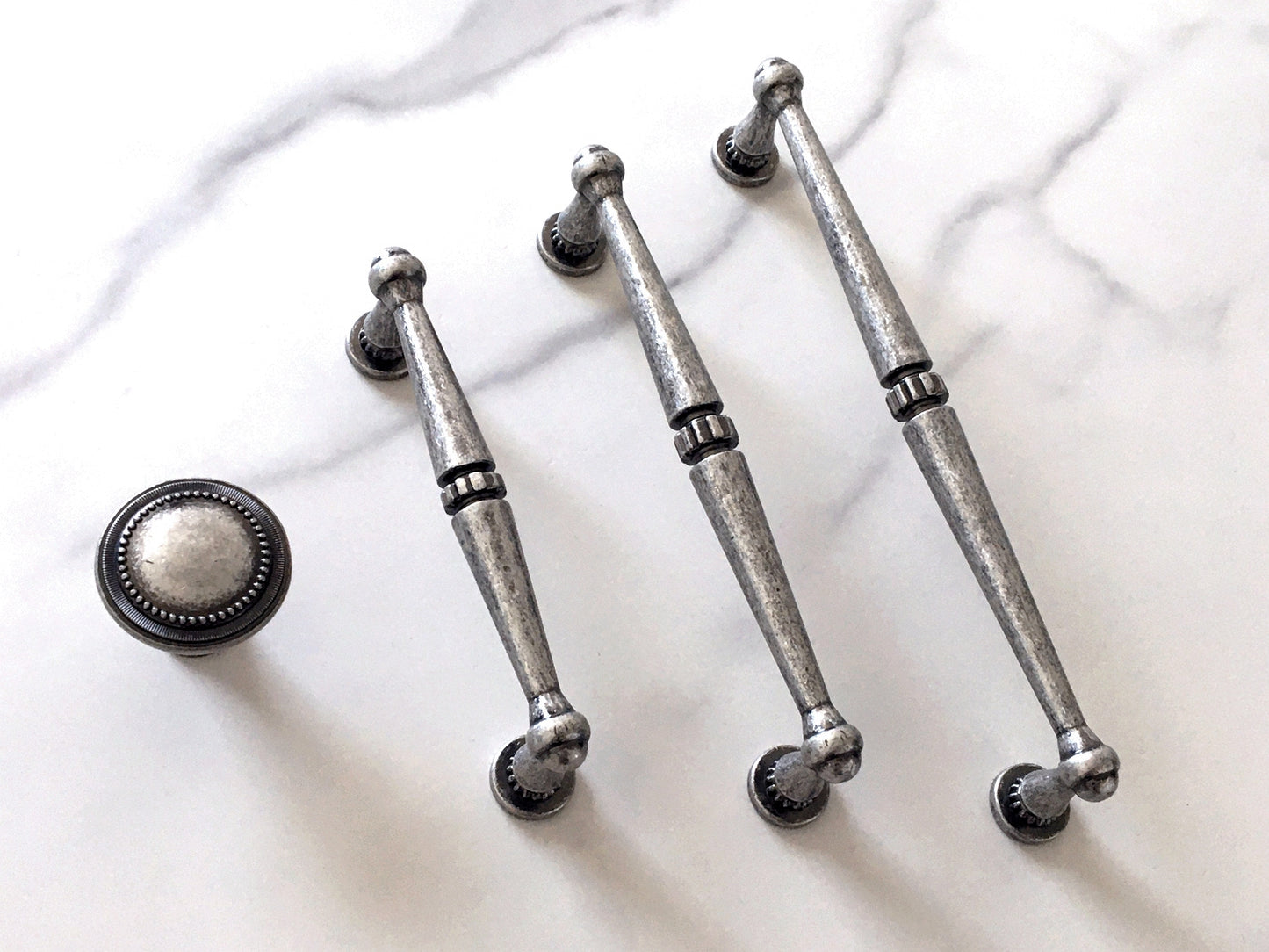 Rustic Antique Pewter Cabinet Handles - 96 128 160 mm