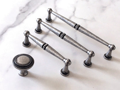 Rustic Antique Pewter Cabinet Handles - 96 128 160 mm