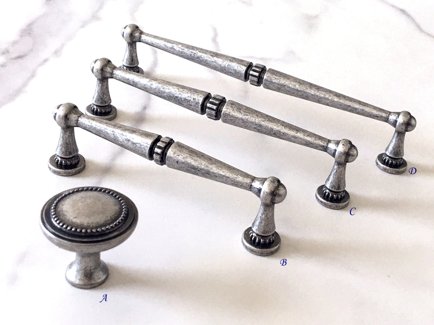 Rustic Antique Pewter Cabinet Handles - 96 128 160 mm