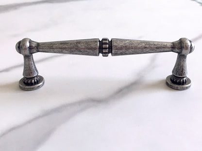 Rustic Antique Pewter Cabinet Handles - 96 128 160 mm