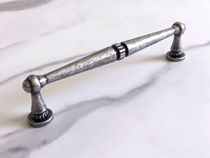 Rustic Antique Pewter Cabinet Handles - 96 128 160 mm