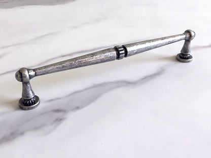 Rustic Antique Pewter Cabinet Handles - 96 128 160 mm