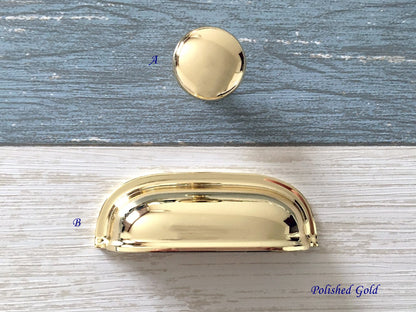 2.5" Cup Drawer Pull, Cabinet Knobs, 64 mm Centers, White Black Gold Nickel Gray