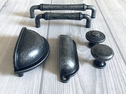 Antique Pewter Cup Drawer Pulls, Cabinet Handles