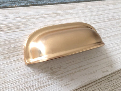 2.5" Cup Drawer Pull, Cabinet Knobs, 64 mm Centers, White Black Gold Nickel Gray