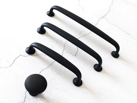 Matte Black Cabinet D Pulls for Modern Minimalist Kitchen Decor