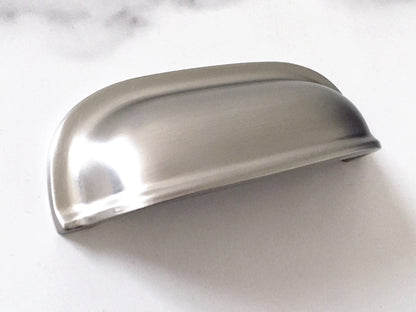 2.5" Cup Drawer Pull, Cabinet Knobs, 64 mm Centers, White Black Gold Nickel Gray