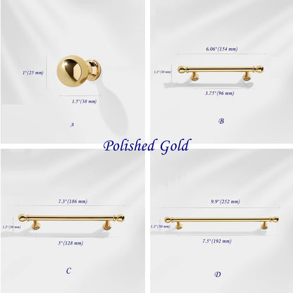 3.75" 5" 7.5" Luxury Gold Euro Bar Handle - Mid Century Modern