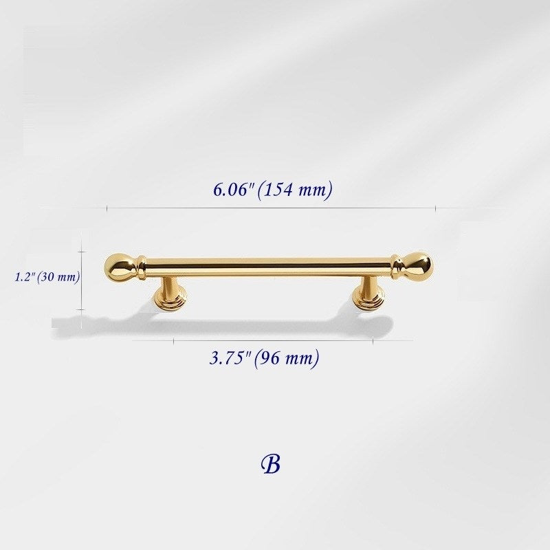 3.75" 5" 7.5" Luxury Gold Euro Bar Handle - Mid Century Modern