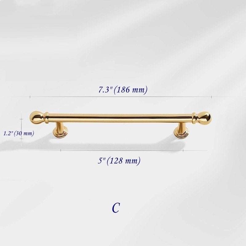 3.75" 5" 7.5" Luxury Gold Euro Bar Handle - Mid Century Modern