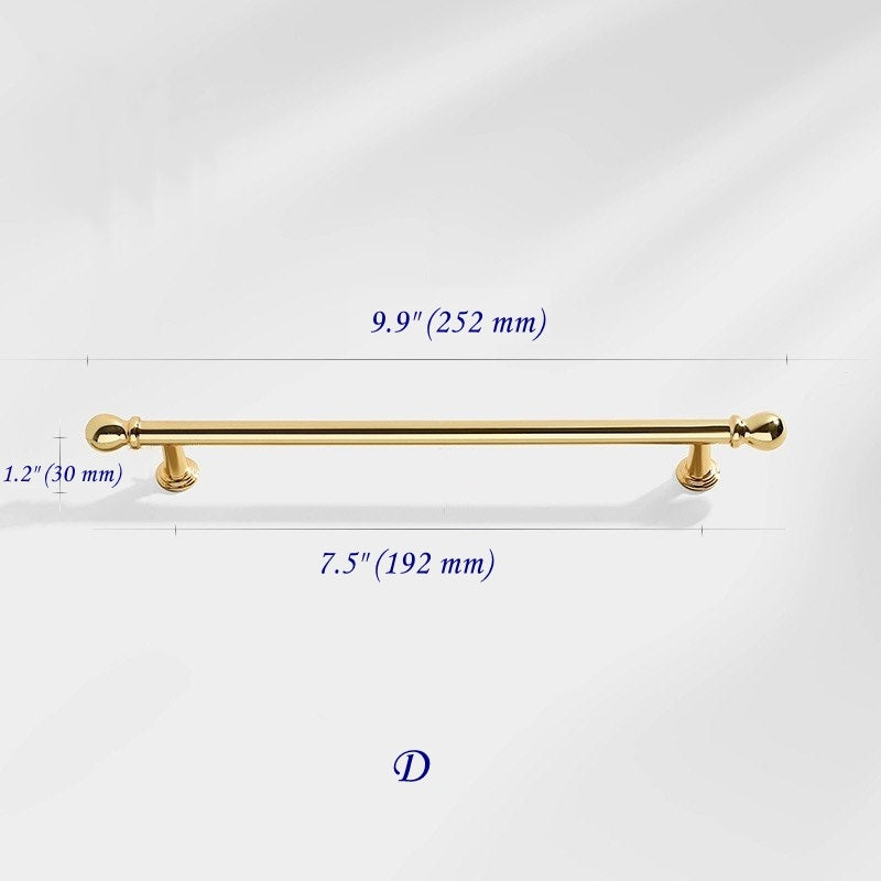 3.75" 5" 7.5" Luxury Gold Euro Bar Handle - Mid Century Modern