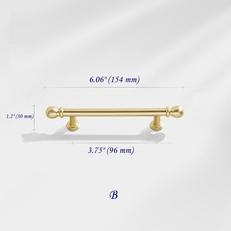 3.75" 5" 7.5" Luxury Gold Euro Bar Handle - Mid Century Modern