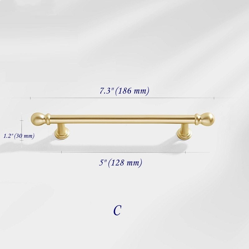 3.75" 5" 7.5" Luxury Gold Euro Bar Handle - Mid Century Modern