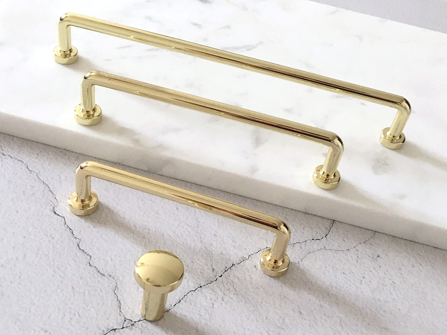 Polished Gold Cabinet Pulls, Kitchen Hardware, 3.75" 5" 7.5" Centers, Slim Simple