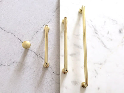 Polished Gold Cabinet Pulls, Kitchen Hardware, 3.75" 5" 7.5" Centers, Slim Simple