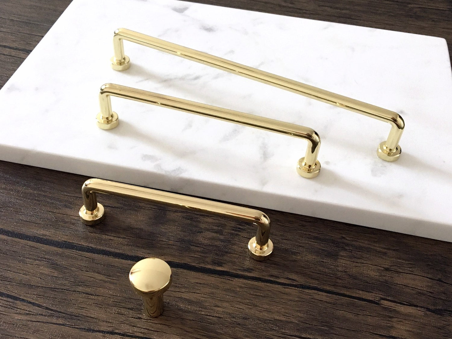 Polished Gold Cabinet Pulls, Kitchen Hardware, 3.75" 5" 7.5" Centers, Slim Simple