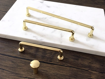 Polished Gold Cabinet Pulls, Kitchen Hardware, 3.75" 5" 7.5" Centers, Slim Simple