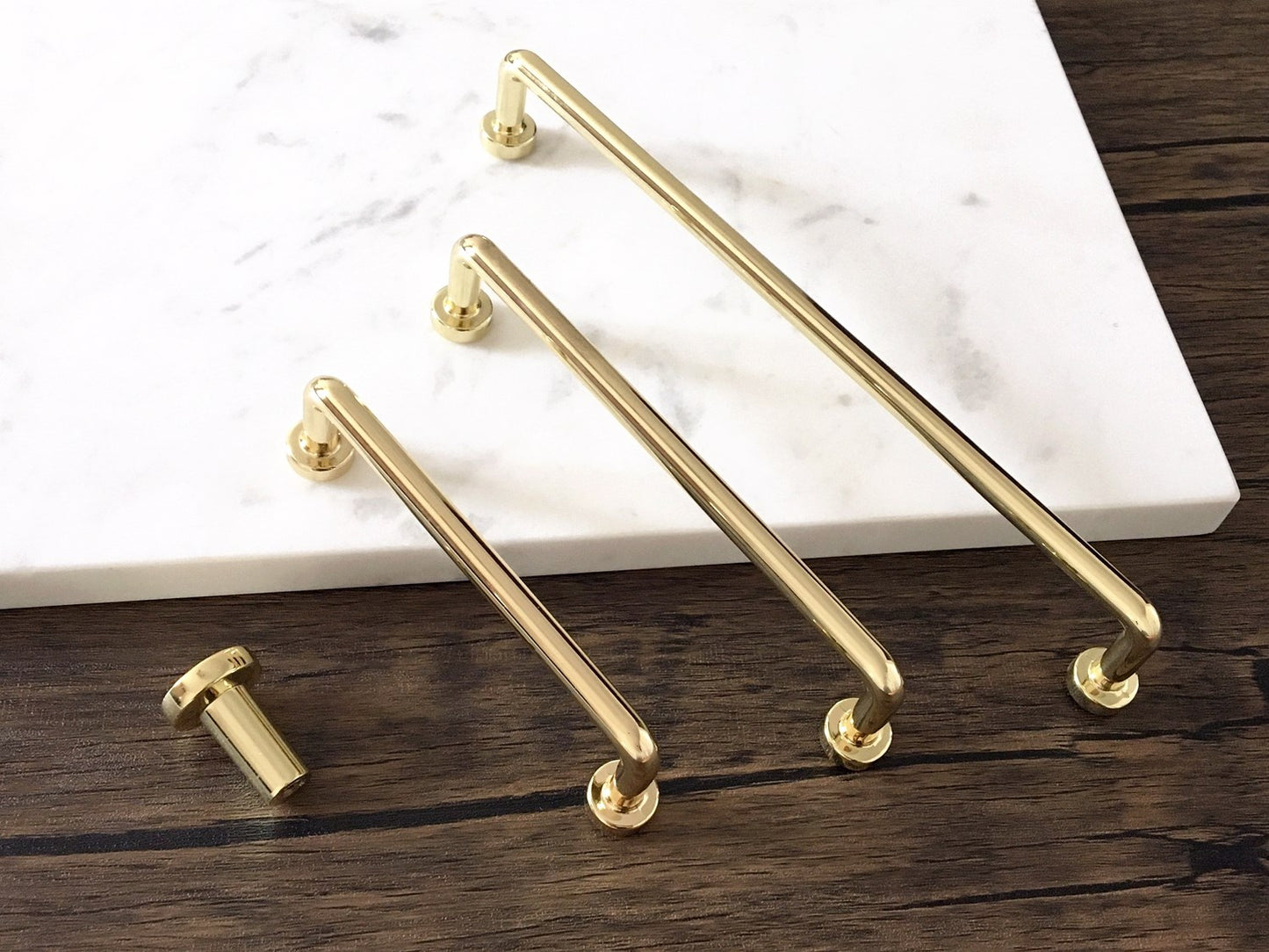 Polished Gold Cabinet Pulls, Kitchen Hardware, 3.75" 5" 7.5" Centers, Slim Simple