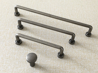 Antique Pewter Cabinet Pulls, Kitchen Hardware, 3.75" 5" 7.5" Centers, Slim Simple