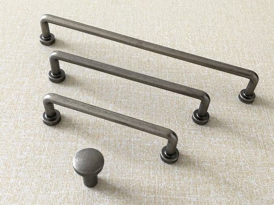 Antique Pewter Cabinet Pulls, Kitchen Hardware, 3.75" 5" 7.5" Centers, Slim Simple