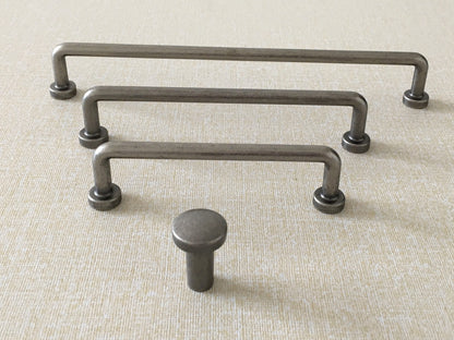 Antique Pewter Cabinet Pulls, Kitchen Hardware, 3.75" 5" 7.5" Centers, Slim Simple