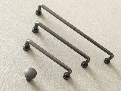 Antique Pewter Cabinet Pulls, Kitchen Hardware, 3.75" 5" 7.5" Centers, Slim Simple