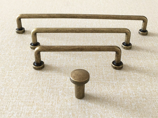 Antique Bronze Slim Cabinet D Handles, Industrial Kitchen Hardware, 3.75" 5" 7.5" Centers