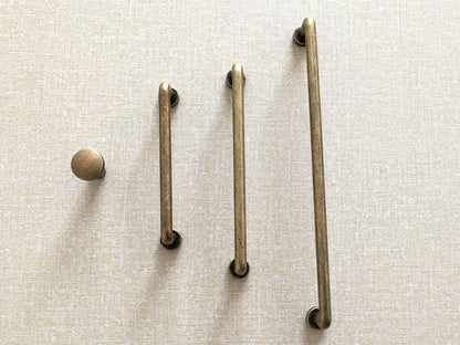 Antique Bronze Slim Cabinet D Handles, Industrial Kitchen Hardware, 3.75" 5" 7.5" Centers
