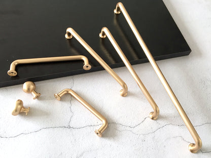 Brushed Gold Cabinet D Bar Handle & Drawer Knob, Modern Kitchen Hardware