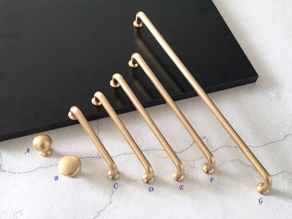 Brushed Gold Cabinet D Bar Handle & Drawer Knob, Modern Kitchen Hardware