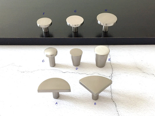 Minimalist Cabinet Knobs, Brushed Nickel Drawer Pulls, Modern Kitchen Hardware